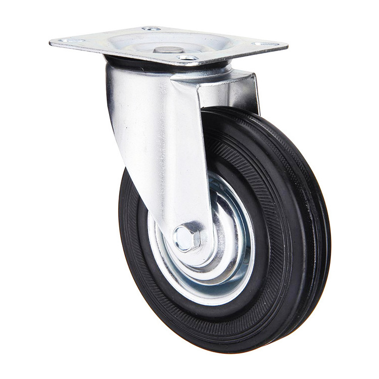 Factory Wholesale 100mm 4 Inch European Industrial Rubber Wheels Swivel Locking Casters Heavy Duty Caster Wheels