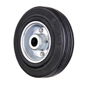 6" 8" Economic Elastic rubber 6 8 inch standard industrial PP/ Steel core Black rubber cart wheel