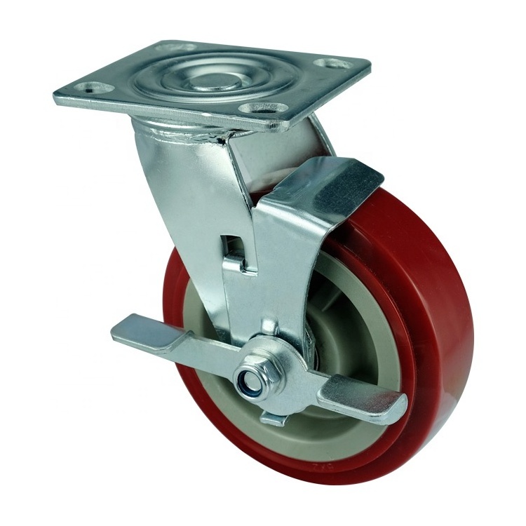 WBD 4 5 6 inch Silent Ergonomic Caster Wheel Hardware heavy duty swivel trolley casters PU wheels