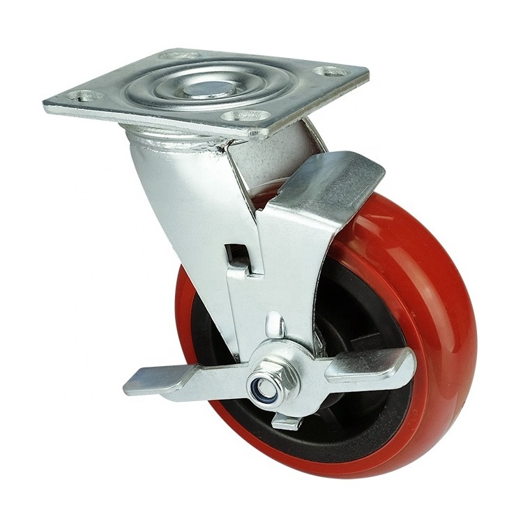 WBD 4 5 6 inch Silent Ergonomic Caster Wheel Hardware heavy duty swivel trolley casters PU wheels