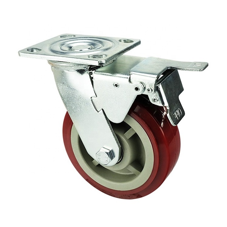 WBD 4 5 6 inch Silent Ergonomic Caster Wheel Hardware heavy duty swivel trolley casters PU wheels