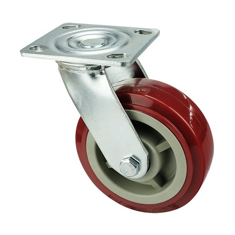 WBD 4 5 6 inch Silent Ergonomic Caster Wheel Hardware heavy duty swivel trolley casters PU wheels