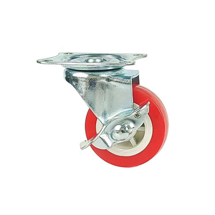 Wholesale light duty red color furniture caster 2 inch pvc caster wheels