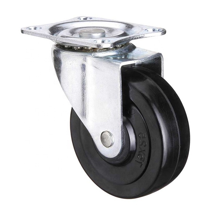 2/2.5/3/4 inch China factory supplies  caster 50mm rubber  black caster wheel with brake