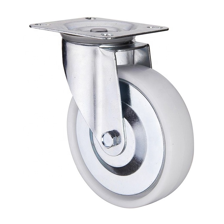 WBD 3 to 8 inch standard industrial caster M12 M16 fixed swivel white pp wheels 75mm castor with anti winding cover