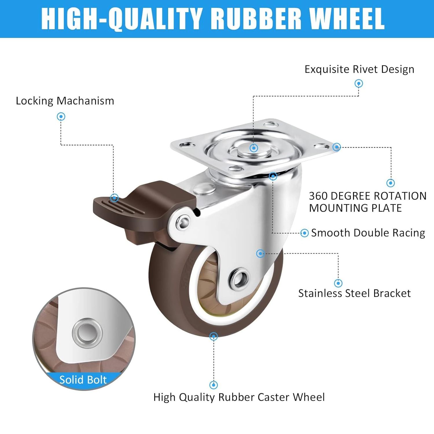 Wbd Office Chair Caster Wheels ruedas giratorias para muebles furniture casters for Carpet Floors