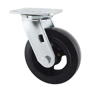 WBD 4 5 6 8 inch Ruedas de goma heavy duty Cast Iron core Rubber castor wheel caster 6 inches