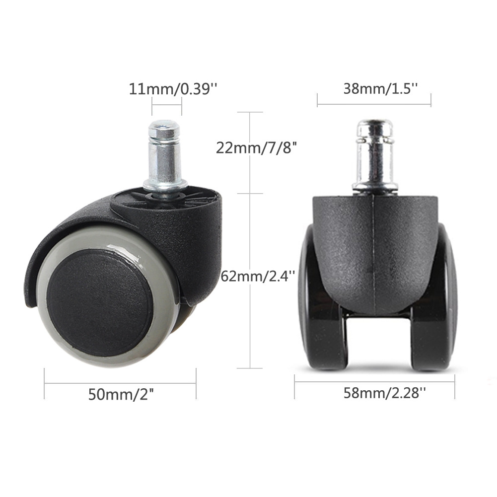 Office Chair Castors T-W Replacement Pu Caster Wheel Table Leg Casters Casters Chair Wheels