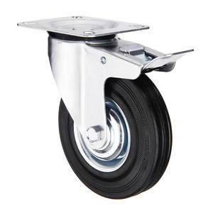 Factory Wholesale 100mm 4 Inch European Industrial Rubber Wheels Swivel Locking Casters Heavy Duty Caster Wheels