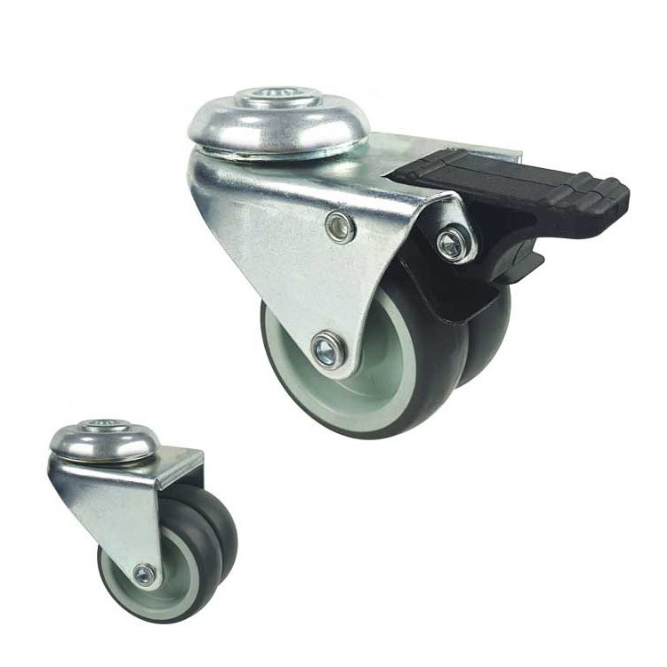 Hot Sale TPR 3 Inch Twin Caster Wheels Furniture Gray Double Ball race Swivel Head Light Duty Casters