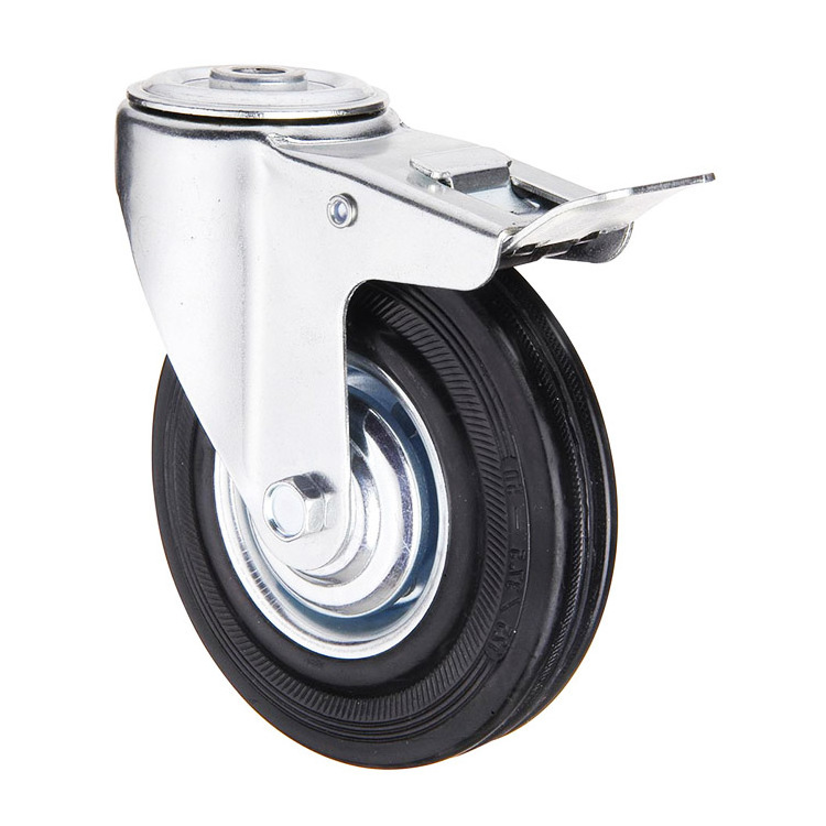 Factory Wholesale 100mm 4 Inch European Industrial Rubber Wheels Swivel Locking Casters Heavy Duty Caster Wheels