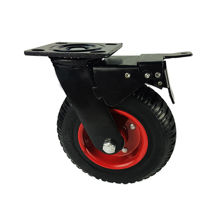 heavy duty rubber steel core industrial casters 6 inch castors solid rubber wheel rueda giratoria cart trolley wheels