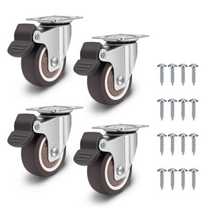 4 Pieces Set Furniture Caster Wheel Adhesive TPR Base Plate Brake Swivel Caster