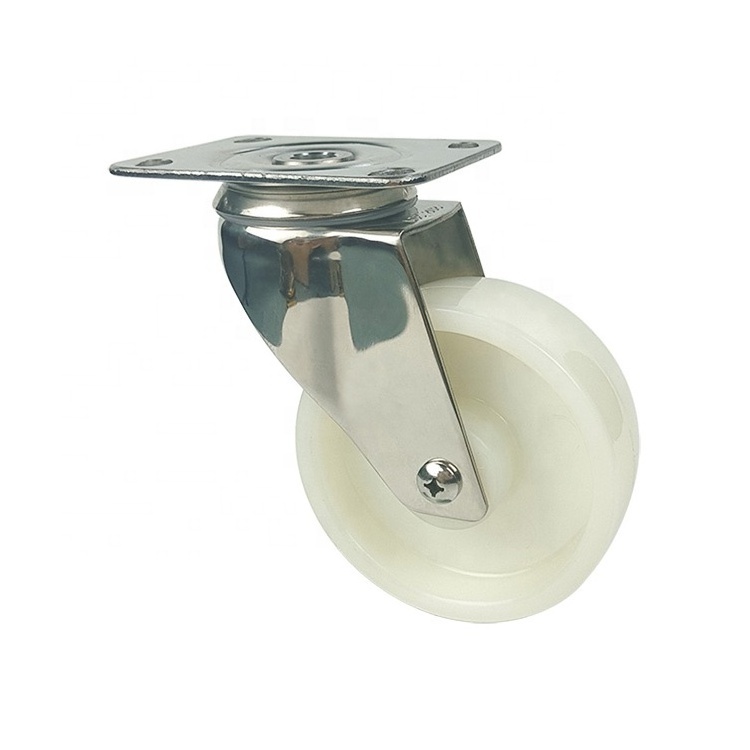 WBD roda white caster Corrosion-resistant 3 inch 4 inch 5 inch 6 inch stainless steel nylon swivel caster white nylon wheels