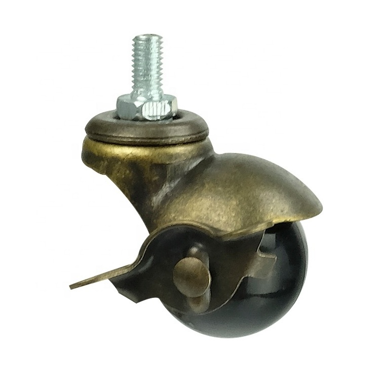 Manufacturer furniture Vintage Sofa legs caster wheel pp rubber brass ball casters chair castor wheels