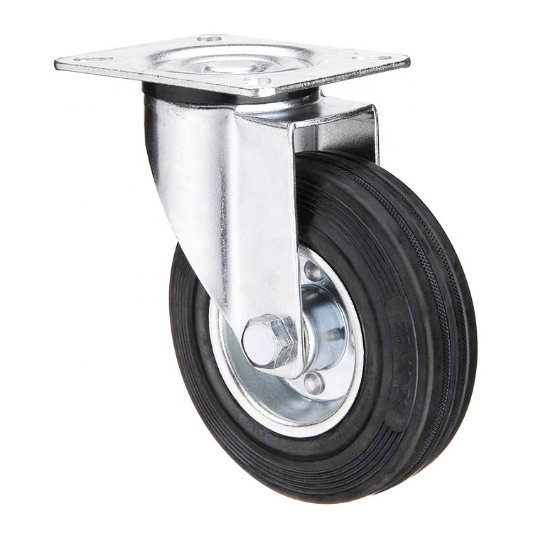 WBD 80/100/125/160/200mm European type black heavy duty industrial rubber roller caster trolley wheels