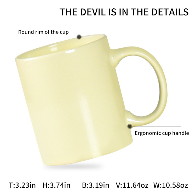 Customize Logo, Graphics, and More on Cream Yellow Ceramic Cup Mark Mug. Supports Engraving, Decal,  Heat Transfer Printing P