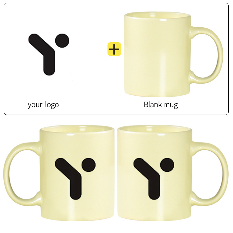 Customize Logo, Graphics, and More on Cream Yellow Ceramic Cup Mark Mug. Supports Engraving, Decal,  Heat Transfer Printing P