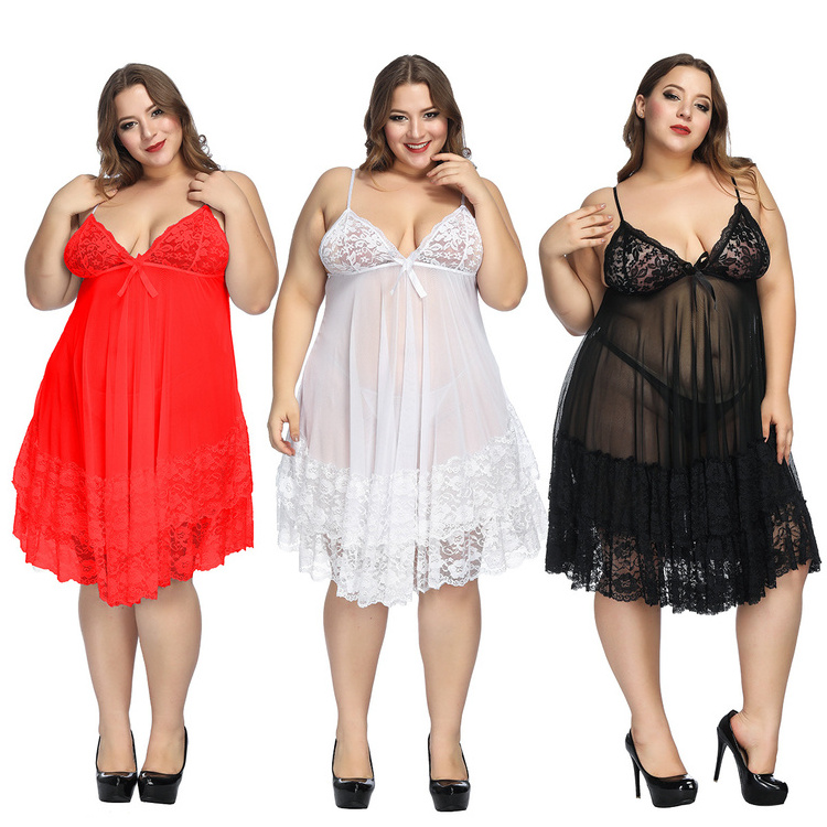 Women nightdress sexy suspender skirt large big size nightwear within 200 kg sleepwear sexy lace hollow out  lingerie