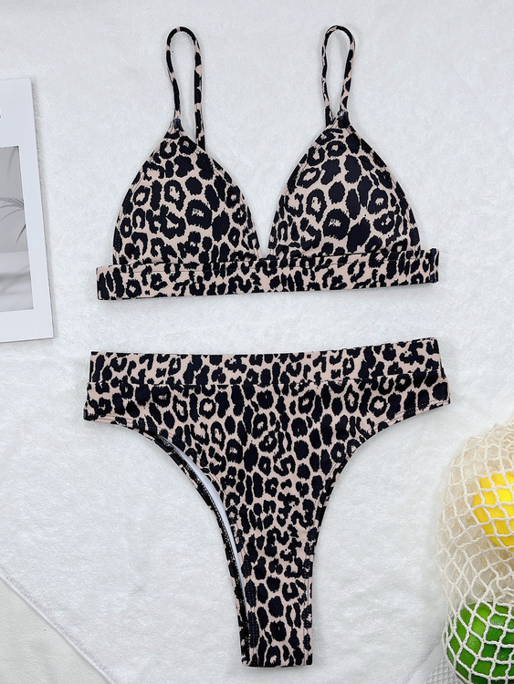 2022 new trendy ladies swimsuit leopard print hot girl africa bikini 2 piece high waist sexy mature women swimwear