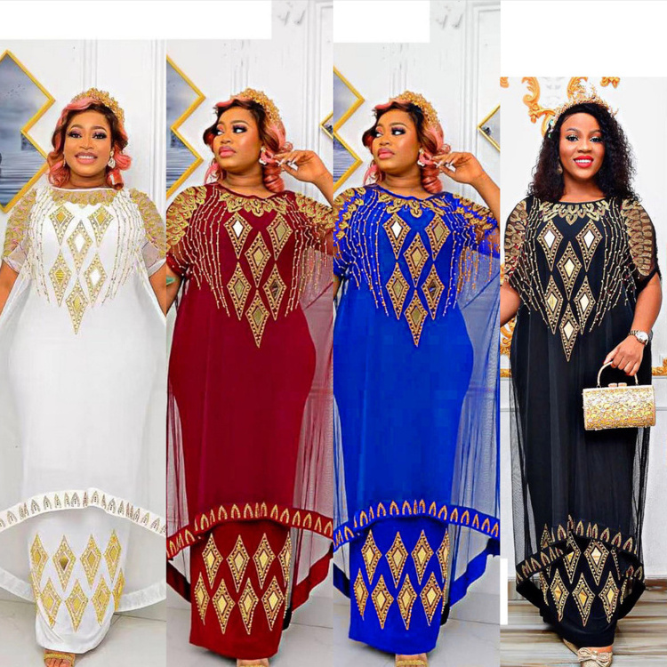 African Large Chiffon Dresses Middle Eastern Summer Women's Two-piece Islamic Clothing Kaftan Abaya Women Muslim Dress