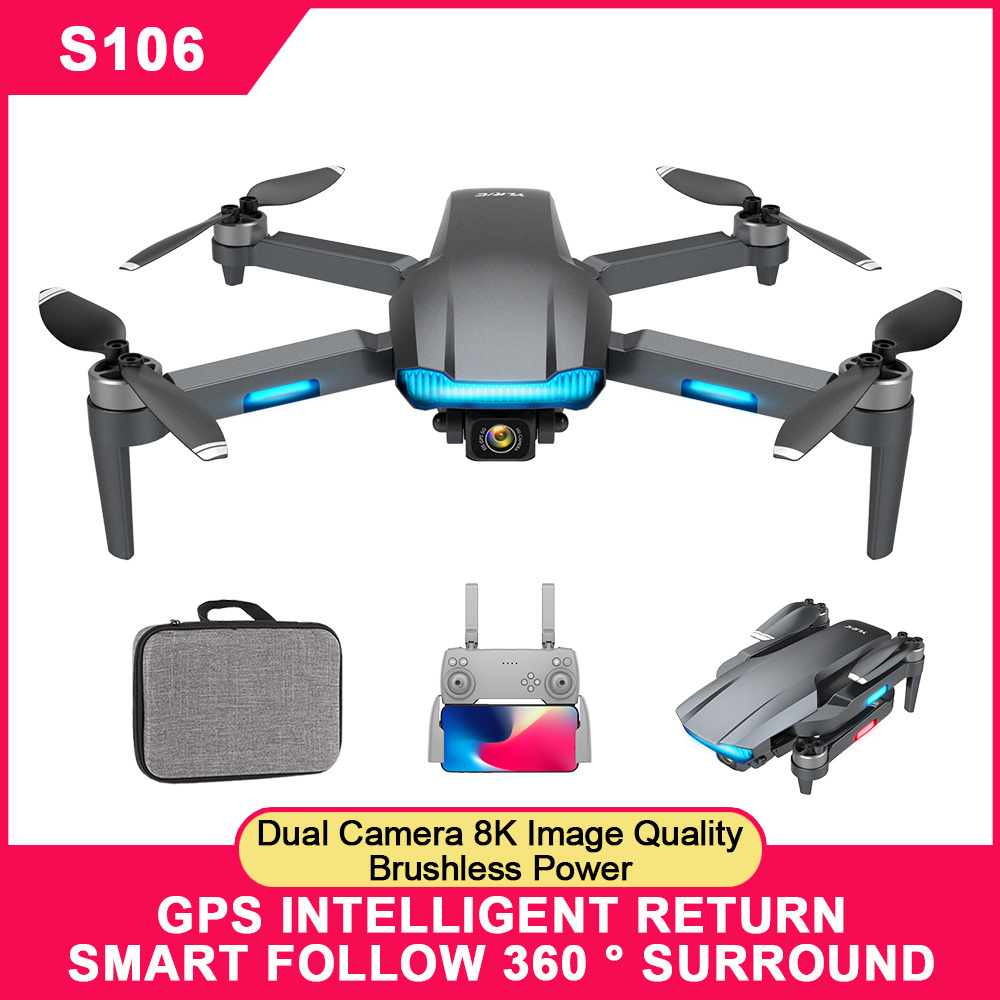 S106 GPS Foldable Mini Drone Quadcopter with Brushless Motor with 8K HD Camera For 5G Wifi FPV 30 Mins Flight