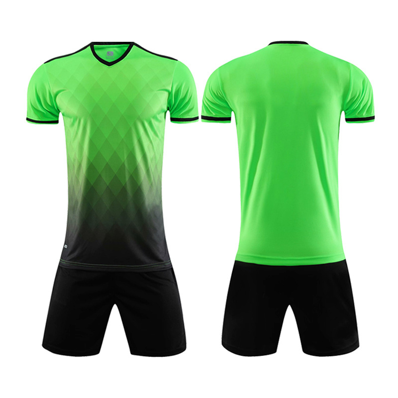 Wholesale Green And Black Kids Soccer Jersey Football Team Uniforms Tshirt