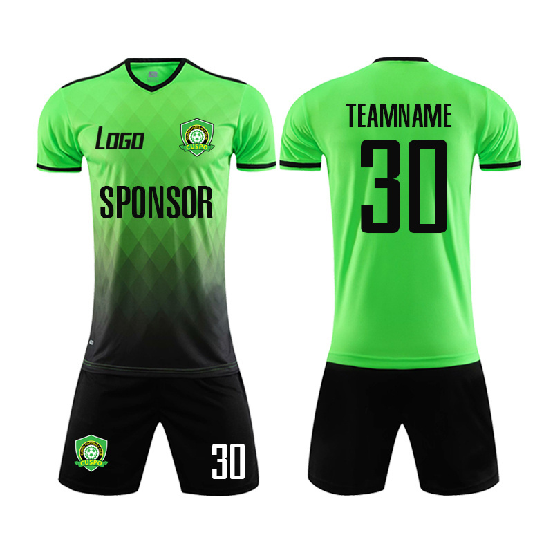 Wholesale Green And Black Kids Soccer Jersey Football Team Uniforms Tshirt