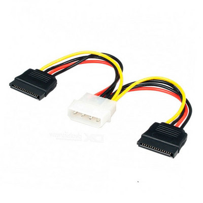 YXY SATA Power Cable Splitter Molex 4pin to Serial ATA 15pin x 2 Male Female Y Hard Drive Cables