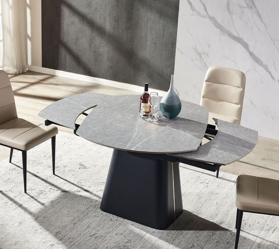 Modern Sintered Stone Top Contemporary Rotating Extendable Dining Table B1835