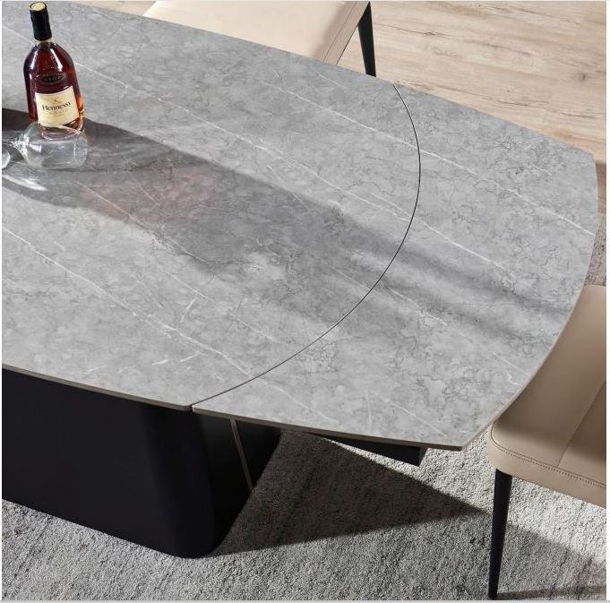 Modern Sintered Stone Top Contemporary Rotating Extendable Dining Table B1835