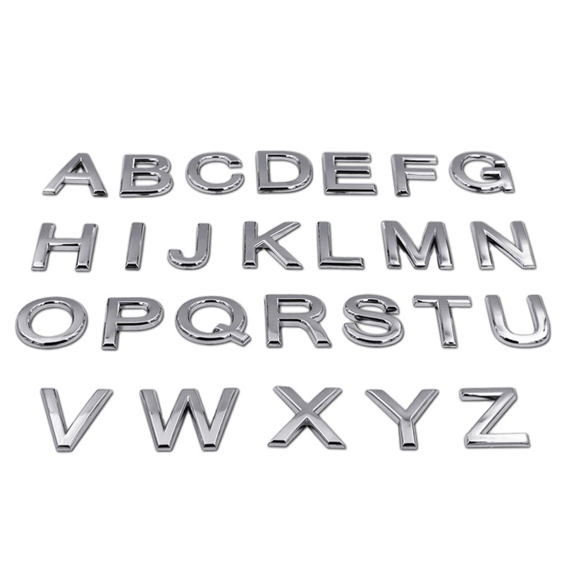 Customized Hot Sale Chrome Alphabet Car Letters Emblem Stickers For Indonesia License Plate Letters