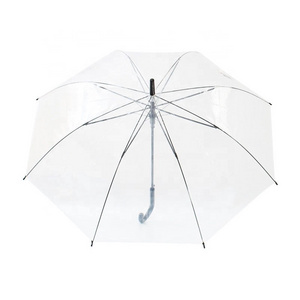 BSCI Promotion Advertising Auto Open Cheapest Parapluie Custom Straight Transparent Clear Umbrella Plastic J Handle umbrella