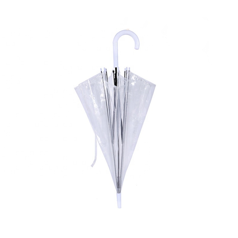 BSCI Promotion Advertising Auto Open Cheapest Parapluie Custom Straight Transparent Clear Umbrella Plastic J Handle umbrella