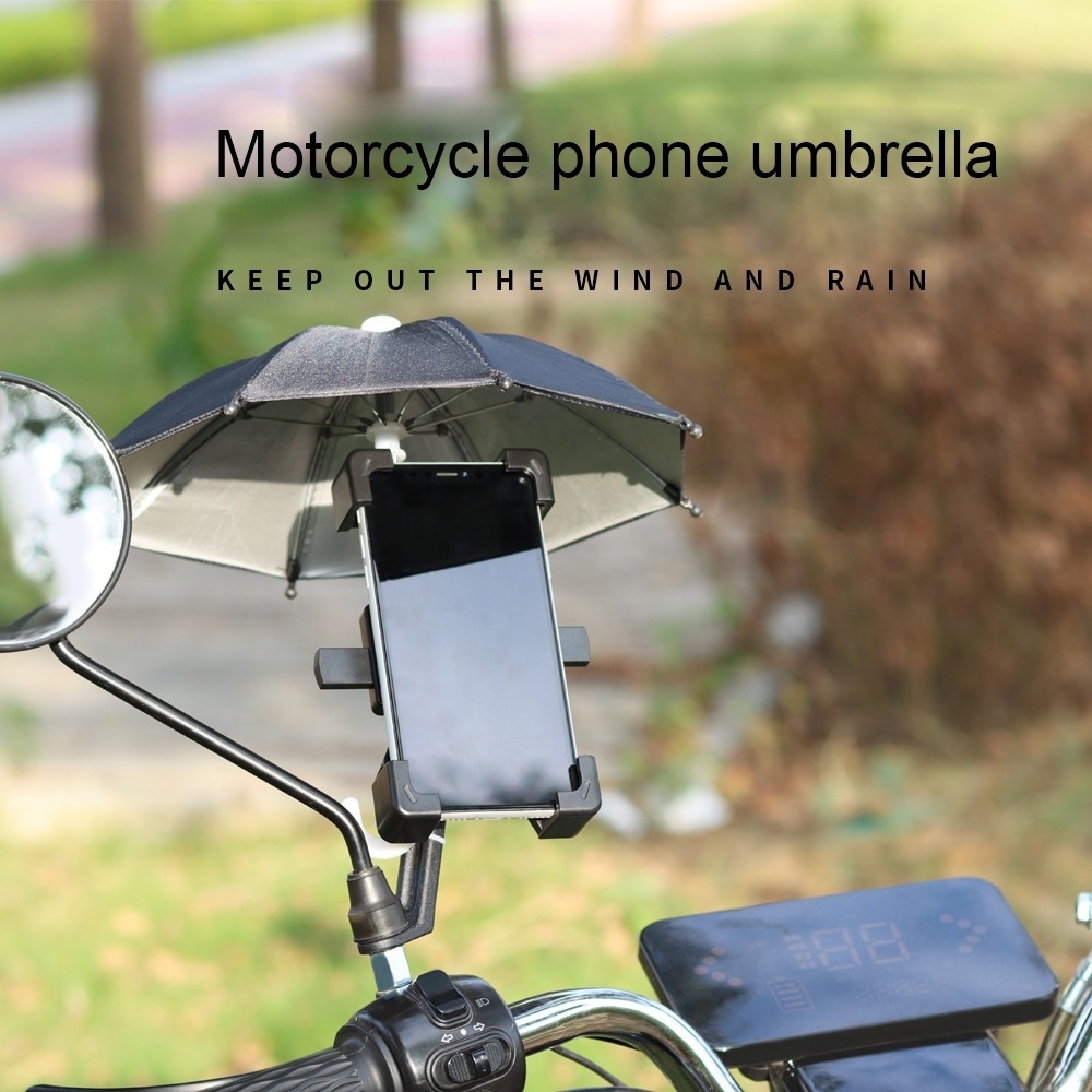 Silver umbrella thickening sunscreen motorcycle block mobile phone mini umbrella