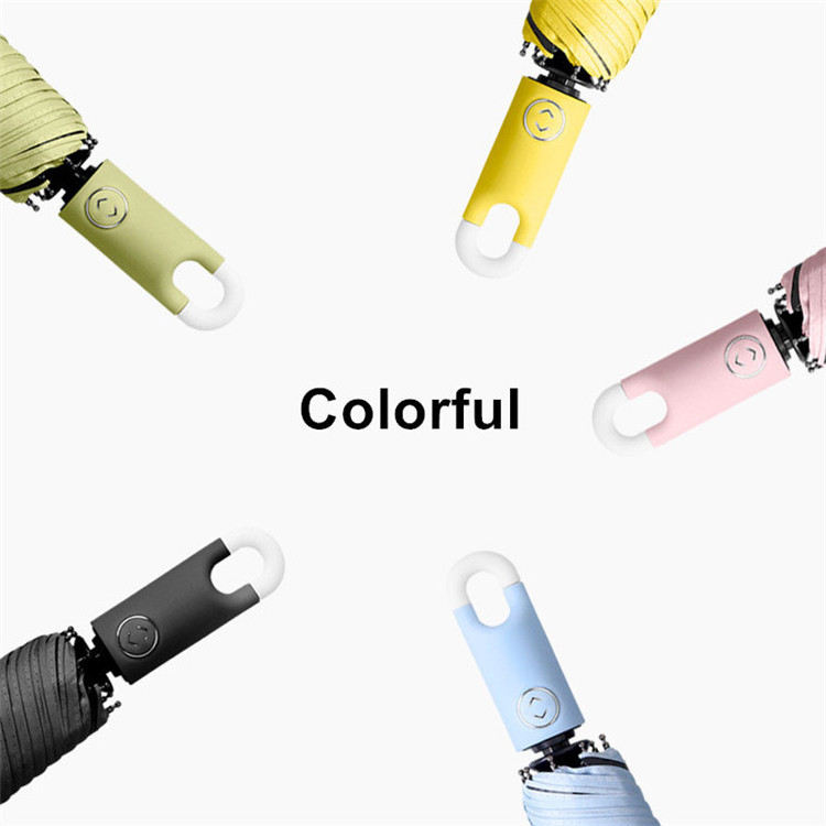 Sunny and rain umbrella solid color lock handle three fold umbrella creative automatic sun umbrella