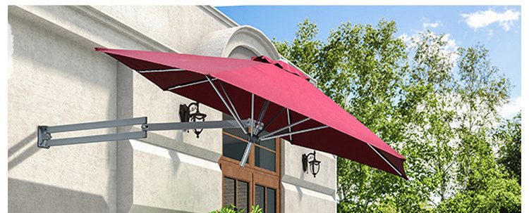 Outdoor Villa Patio Wall Hanging Parasol Sunshade Telescopic Folding Sun Umbrella