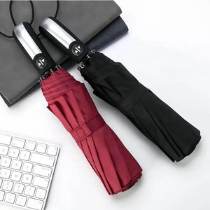 fashionable umbrella supplier travel umbrella black pongee waterproof auto Paraguas 8 10 12 ribs 3 Folding UV Automatic umbrella