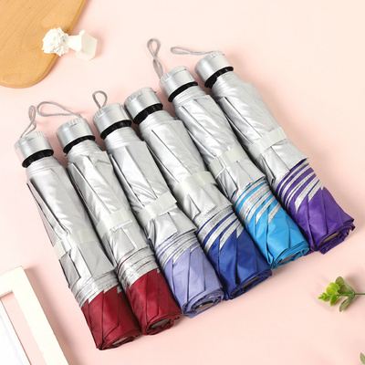 folding umbrella manual open with custom logo print Silver coated windproof UV protection promotion gift 3 fold umbrella