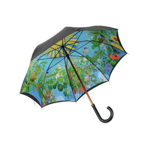 wooden craft stick umbrella Japanese products Anime printed double umbrella with hook handle windproof