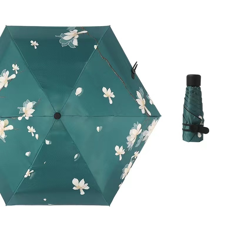 Japanese and Korean style Diy umbrella Cheap custom full printing 5 fold mini uv pocket small umbrella with telescopic shaft