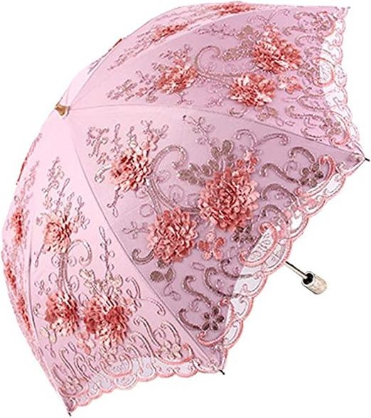 Bridal umbrella UV Sun fashion umbrella for wedding ceremony Folding 3D Flower Embroidery wedding favors umbrellas