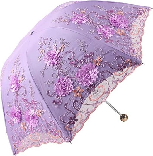 Bridal umbrella UV Sun fashion umbrella for wedding ceremony Folding 3D Flower Embroidery wedding favors umbrellas