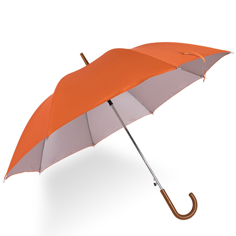 Orange Custom bank logo hook handle  customizable umbrella Factory direct sales long full body umbrella