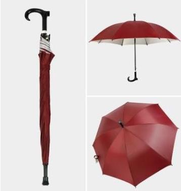 Walking Stick Umbrella 2-in-1 Umbrella cum Adjustable Walking Stick Reflective Umbrella Cane Crutches