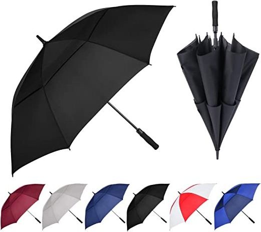 Umbrella Wholesale Custom Logo Large Double Canopy Vented Windproof Umbrella Automatic Open Straight Golf Umbrella with logo