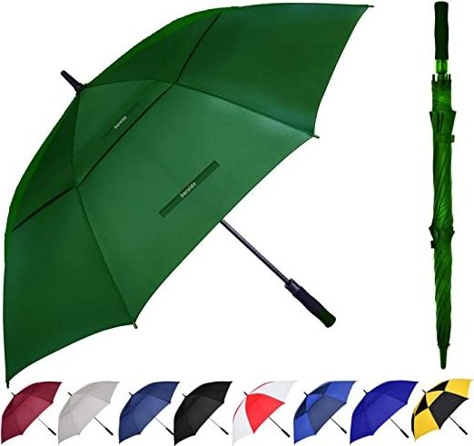 Umbrella Wholesale Custom Logo Large Double Canopy Vented Windproof Umbrella Automatic Open Straight Golf Umbrella with logo