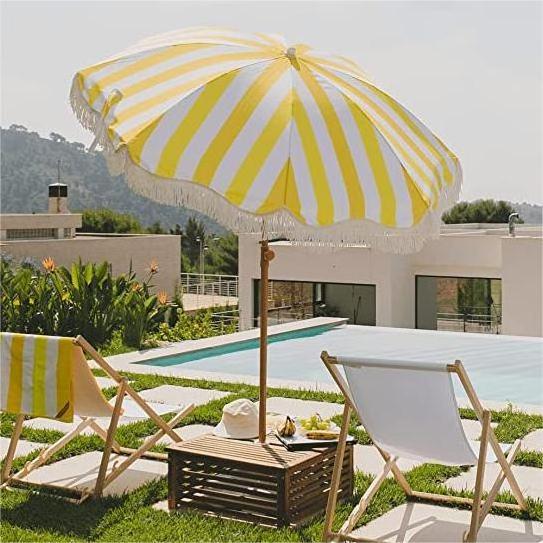 commercial outdoor beach garden Wholesale Yellow Stripe Outdoor Umbrella Cheap Beach Umbrella