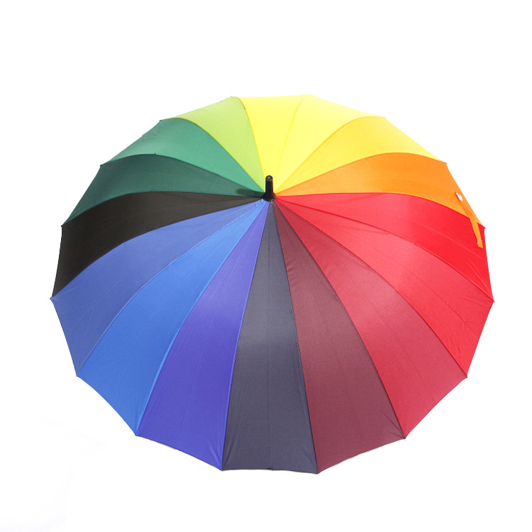 Customized Logo 16K Automatic Open Iridescence Umbrella popular special rainbow spiral fancy straight umbrella