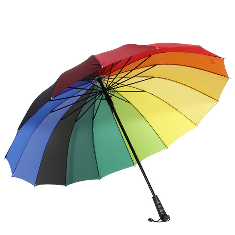 Customized Logo 16K Automatic Open Iridescence Umbrella popular special rainbow spiral fancy straight umbrella